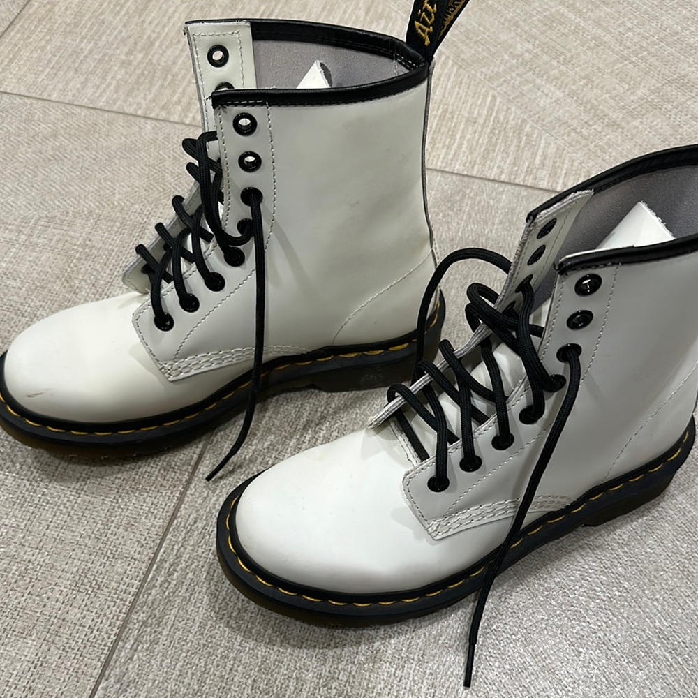 Dr. Martens White Leather Boots